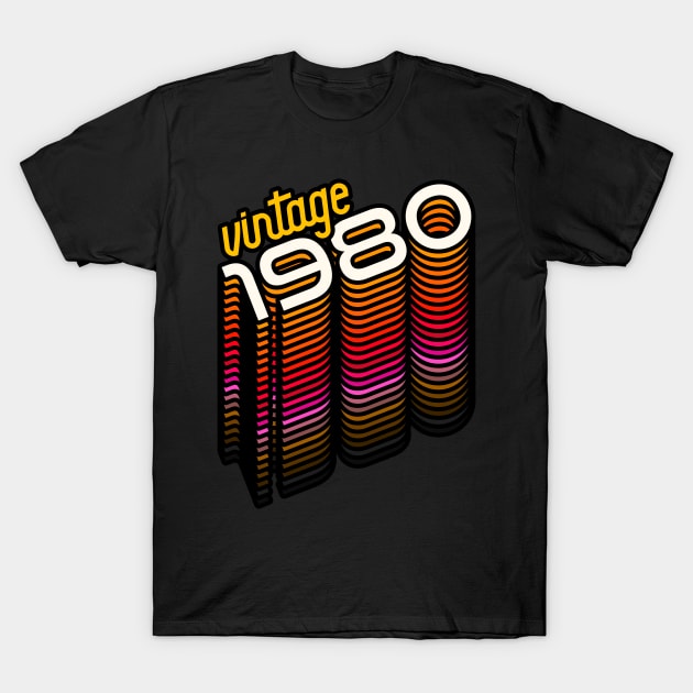 Vintage 1980 ))(( Retro Birthday Year Gift T-Shirt by darklordpug